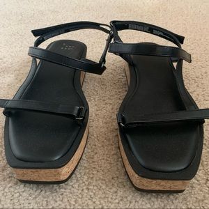 NWOT - A New Day (Target) black and cork strappy sandals
